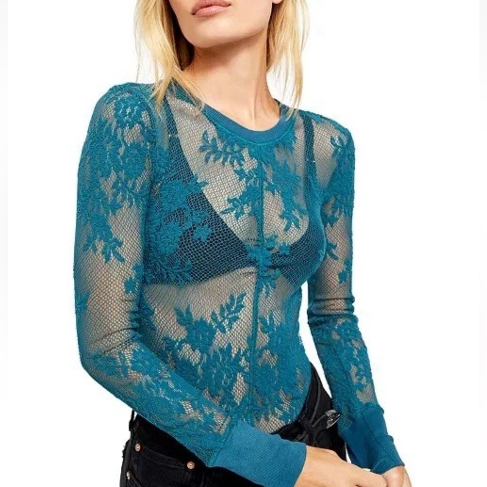 [ FINAL price ] Free People Teal Lace Top